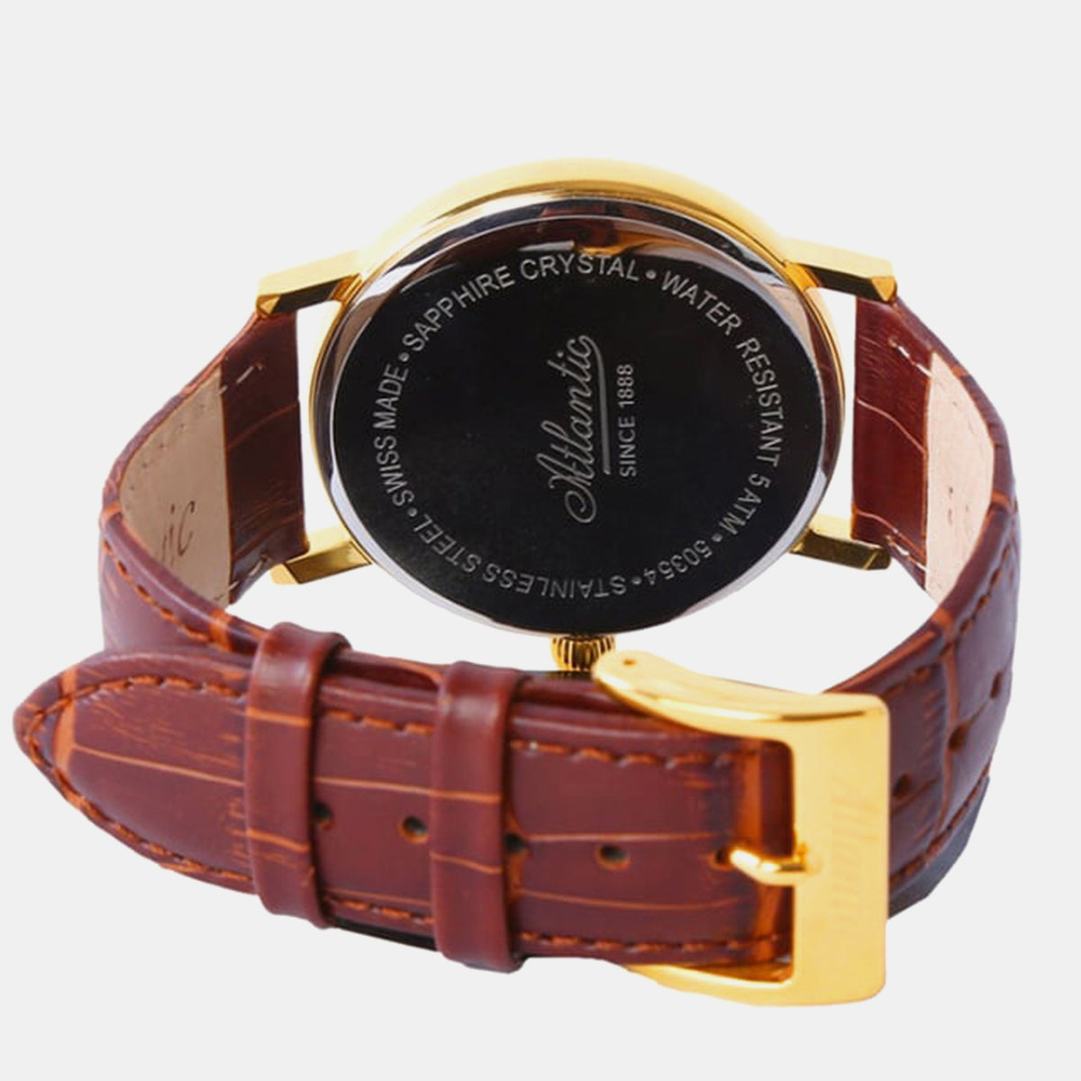 No collection name Men Quartz White Dial Analog Leather Watch 50354.45.21