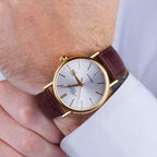Men Quartz White Dial Analog Leather Watch 50354.45.21