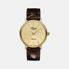 Seacrest Men Quartz Gold Dial Analog Leather Watch 50354.45.31