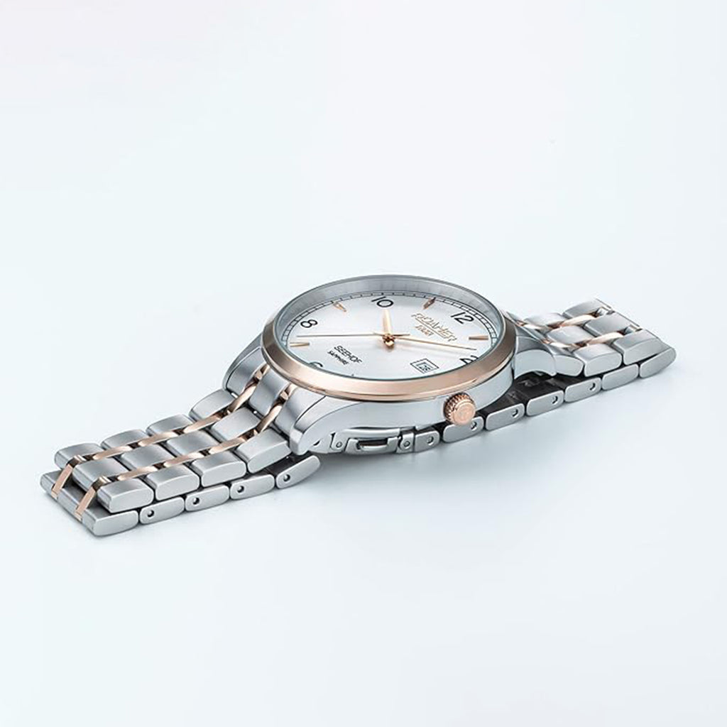 Seehof Men Quartz Silver Dial Analog Stainless Steel Watch 509833 49 14 20