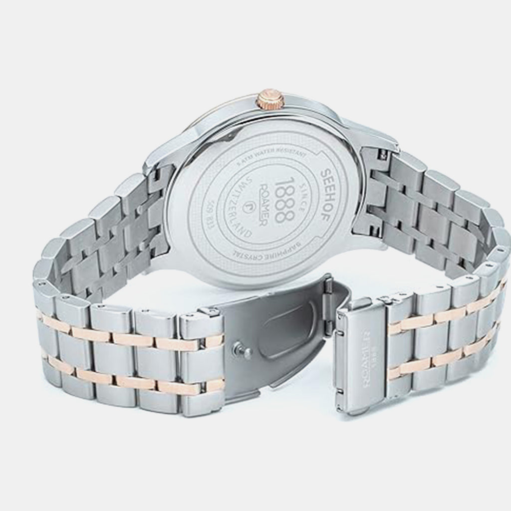 Seehof Men Quartz Silver Dial Analog Stainless Steel Watch 509833 49 14 20
