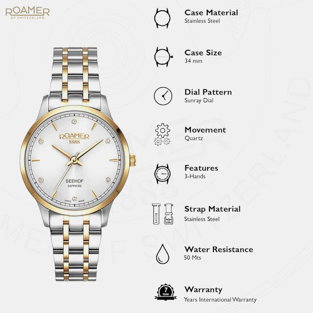 Seehof Women Quartz Silver Dial Analog Stainless Steel Watch 509847 47 10 20