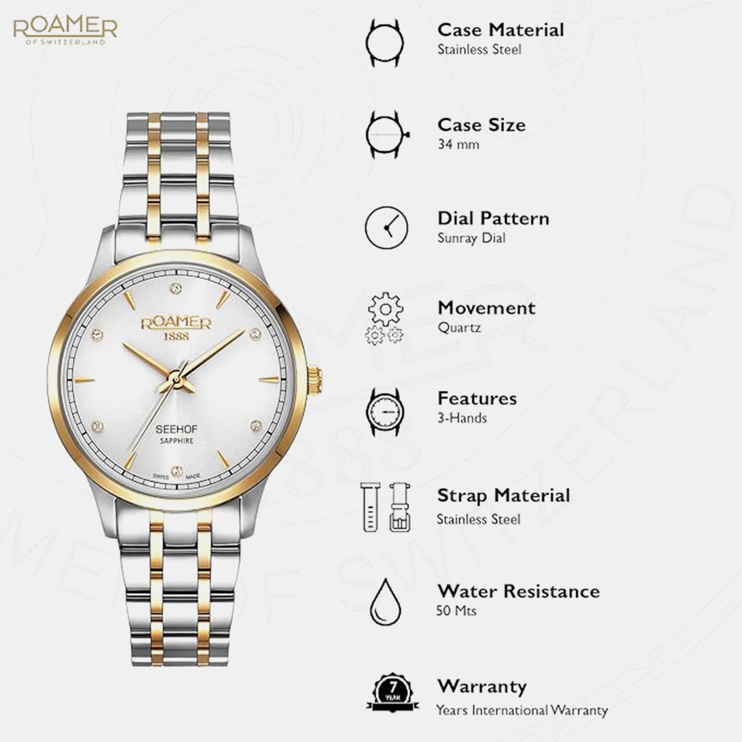 Seehof Women Quartz Silver Dial Analog Stainless Steel Watch 509847 47 10 20