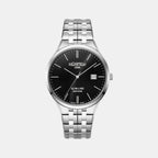 Slim Line Classic Men Quartz Black Dial Analog Stainless Steel Watch 512833 41 55 20