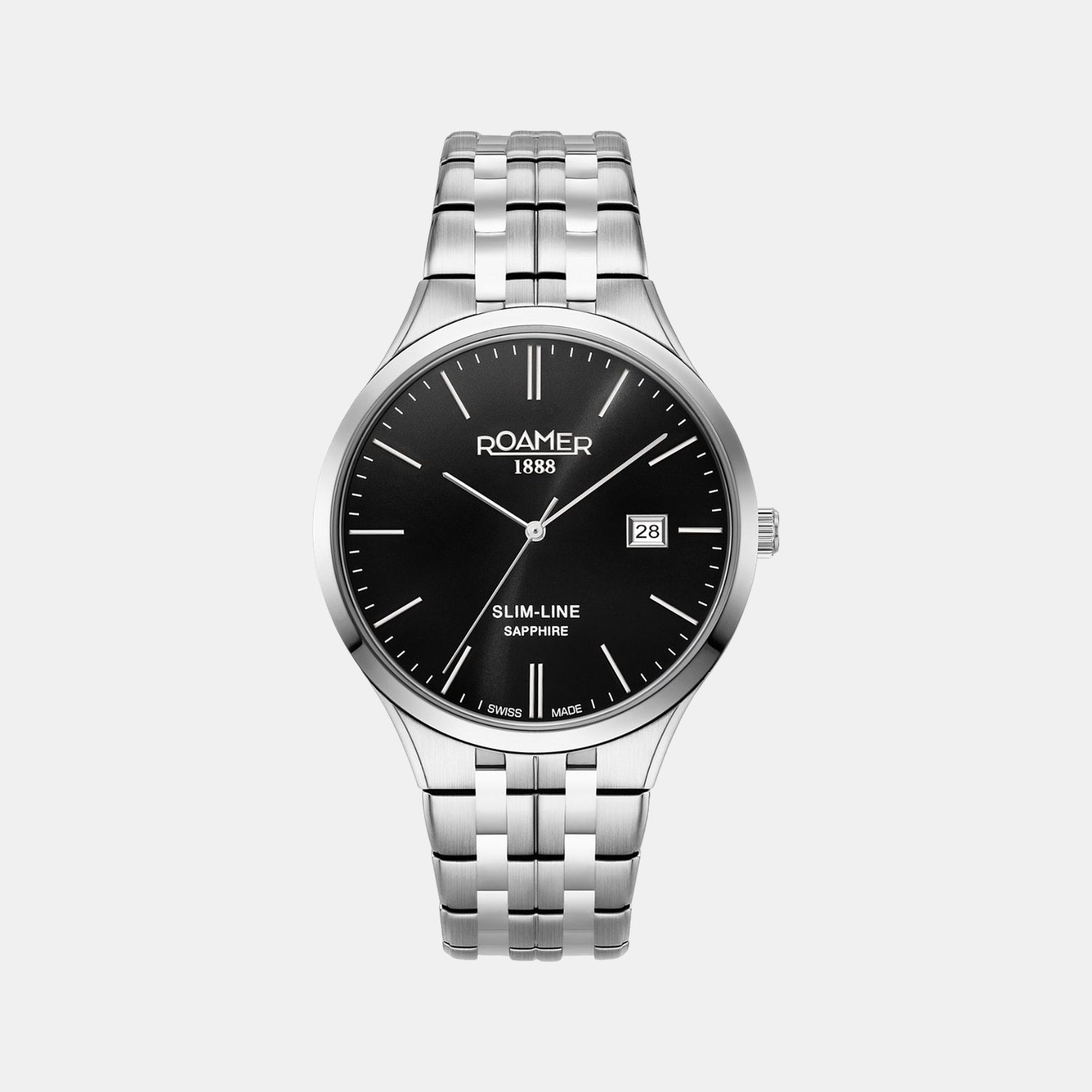 Slim Line Classic Men Quartz Black Dial Analog Stainless Steel Watch 512833 41 55 20