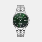 Slim-Line Classic Men Quartz Green Dial Analog Stainless Steel Watch 512833 41 75 20