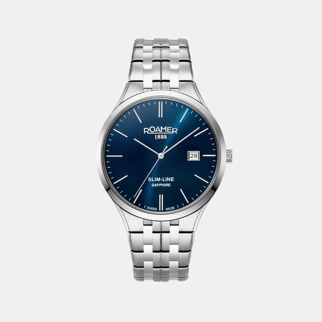 Slim Line Classic Men Quartz Blue Dial Analog Stainless Steel Watch 512833 41 45 20