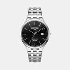 Slim Line Classic Men Quartz Black Dial Analog Stainless Steel Watch 512833 41 55 20
