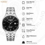 Slim Line Classic Men Quartz Black Dial Analog Stainless Steel Watch 512833 41 55 20