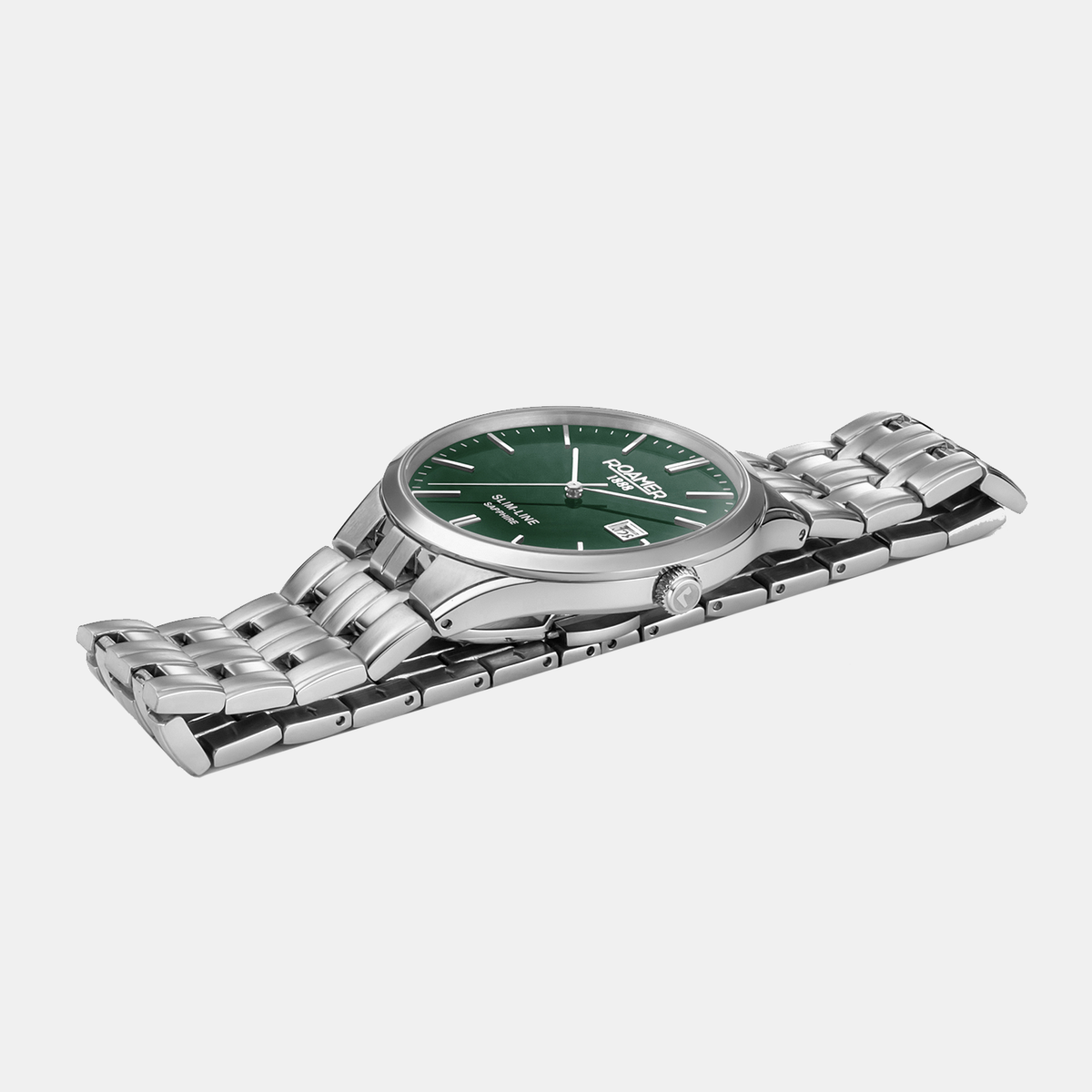Slim-Line Classic Women Quartz Green Dial Analog Stainless Steel Watch 512857 41 75 20