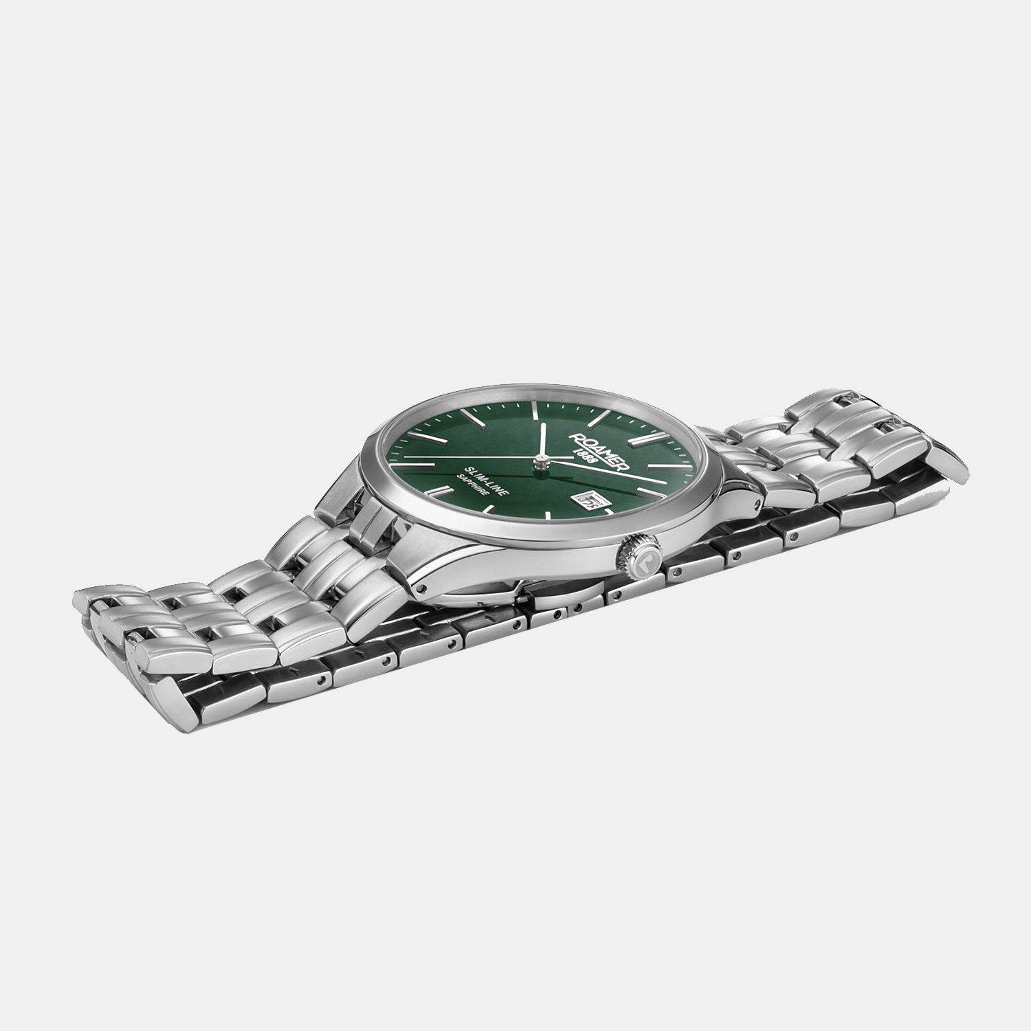 Slim-Line Classic Women Quartz Green Dial Analog Stainless Steel Watch 512857 41 75 20