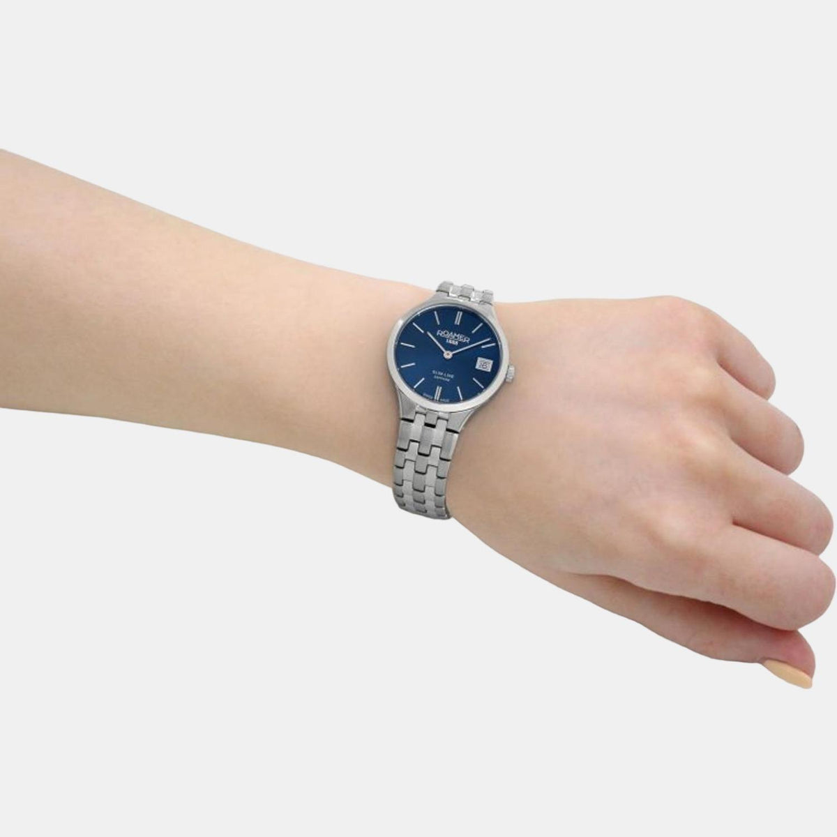 Slim-Line Women Quartz Blue Dial Analog Stainless Steel Watch 512857 41 45 20