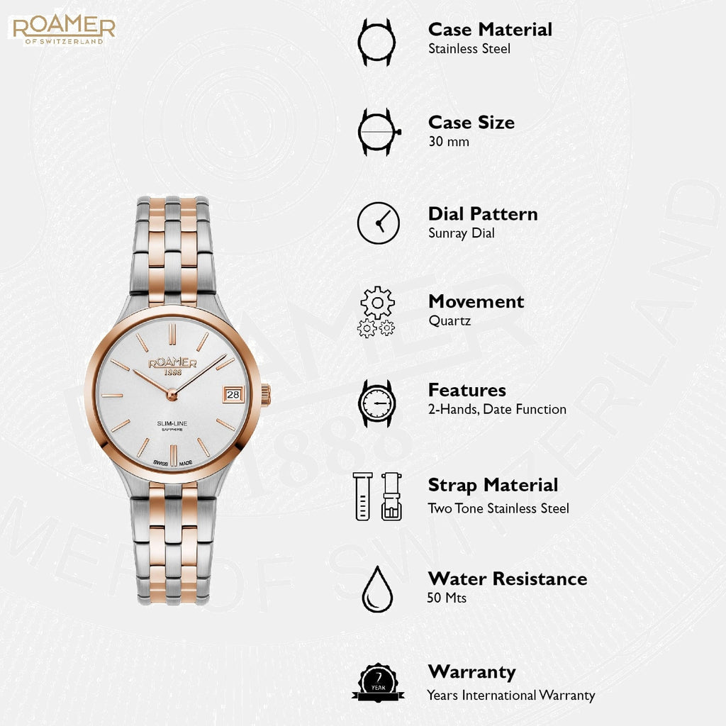 Slim-Line Classic Ladies Women Quartz Silver Dial Analog Stainless Steel Watch 512857 49 15 20