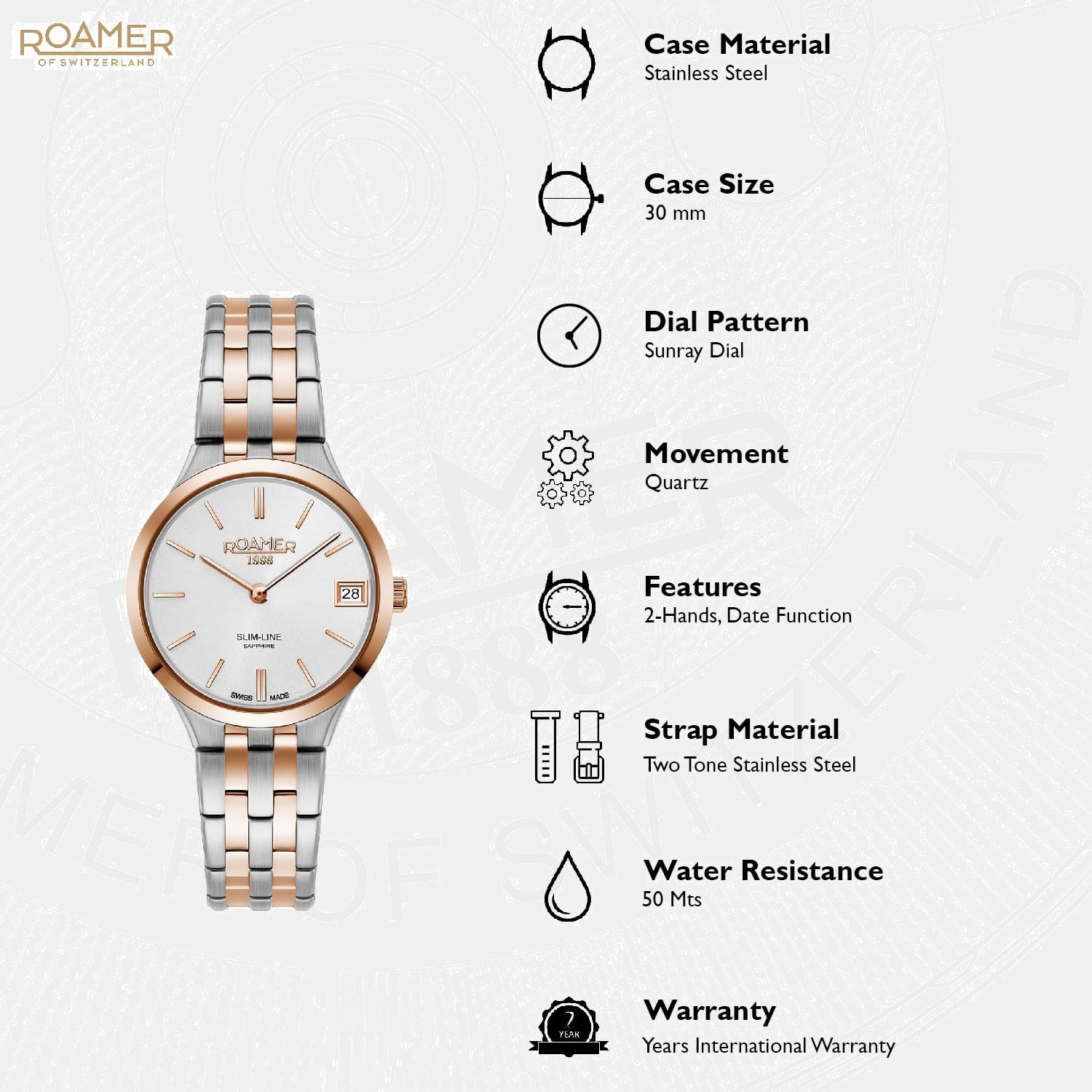 Slim-Line Classic Ladies Women Quartz Silver Dial Analog Stainless Steel Watch 512857 49 15 20