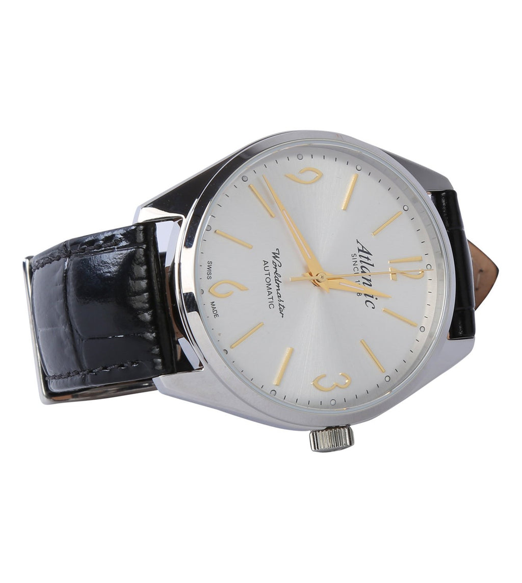 Worldmaster Art Deco Men Automatic Silver Dial Analog Leather Watch 51752.41.29G