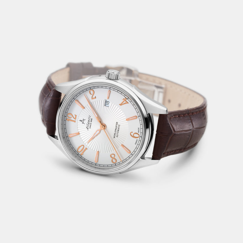 Atlantic Men Automatic Silver Dial Analog Leather Watch 52759.41.25R-3