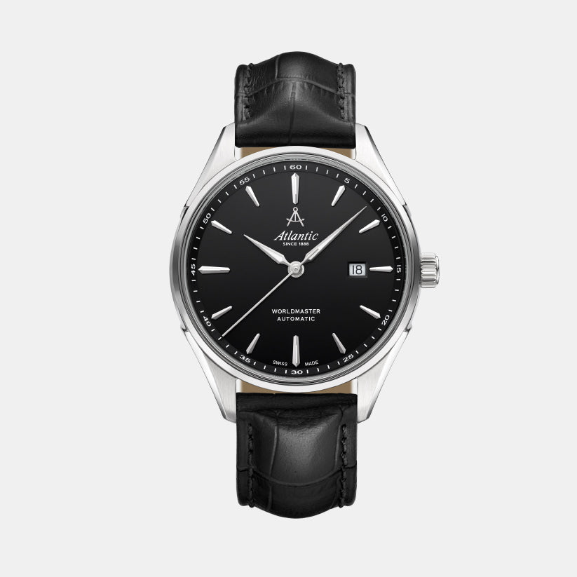 Atlantic Men Automatic Black Dial Analog Leather Watch 52759.41.61S-1