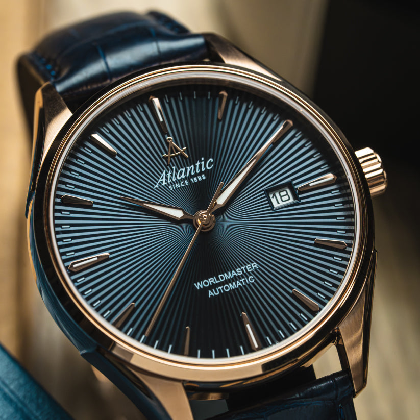 Atlantic Men Automatic Blue Dial Analog Leather Watch 52759.44.51-3