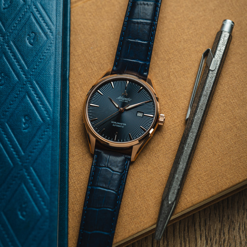 Atlantic Men Automatic Blue Dial Analog Leather Watch 52759.44.51-5