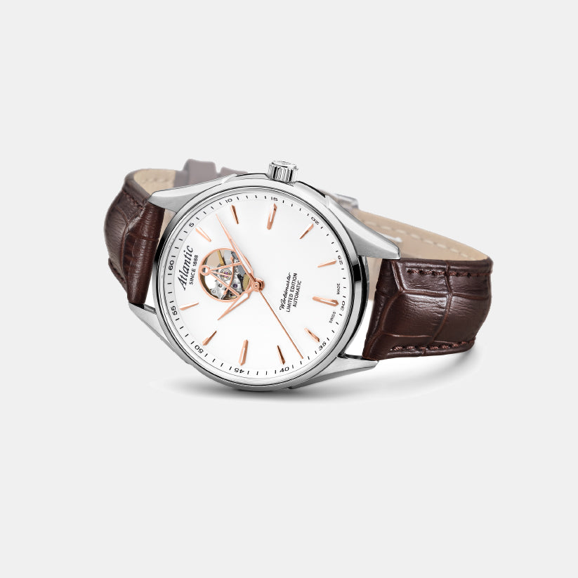 Atlantic Worldmaster Open Heart Limited Edition Men Automatic White Dial Analog Leather Watch 52780.41.21R-2