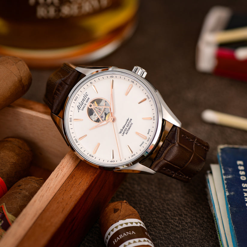 Atlantic Worldmaster Open Heart Limited Edition Men Automatic White Dial Analog Leather Watch 52780.41.21R-3