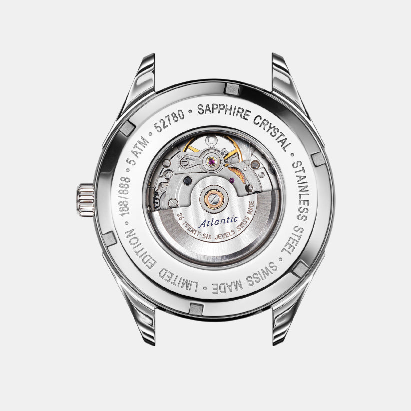 Atlantic Men Automatic Blue Dial Analog Leather Watch 52780.41.51-3