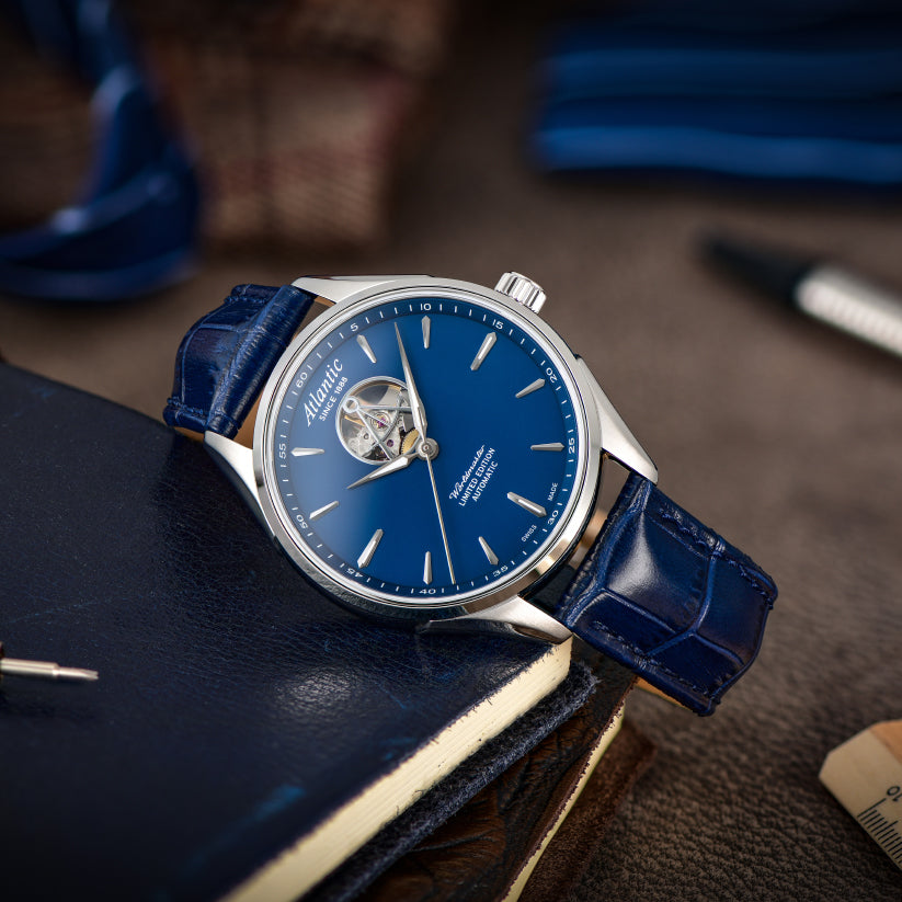 Atlantic Men Automatic Blue Dial Analog Leather Watch 52780.41.51-5