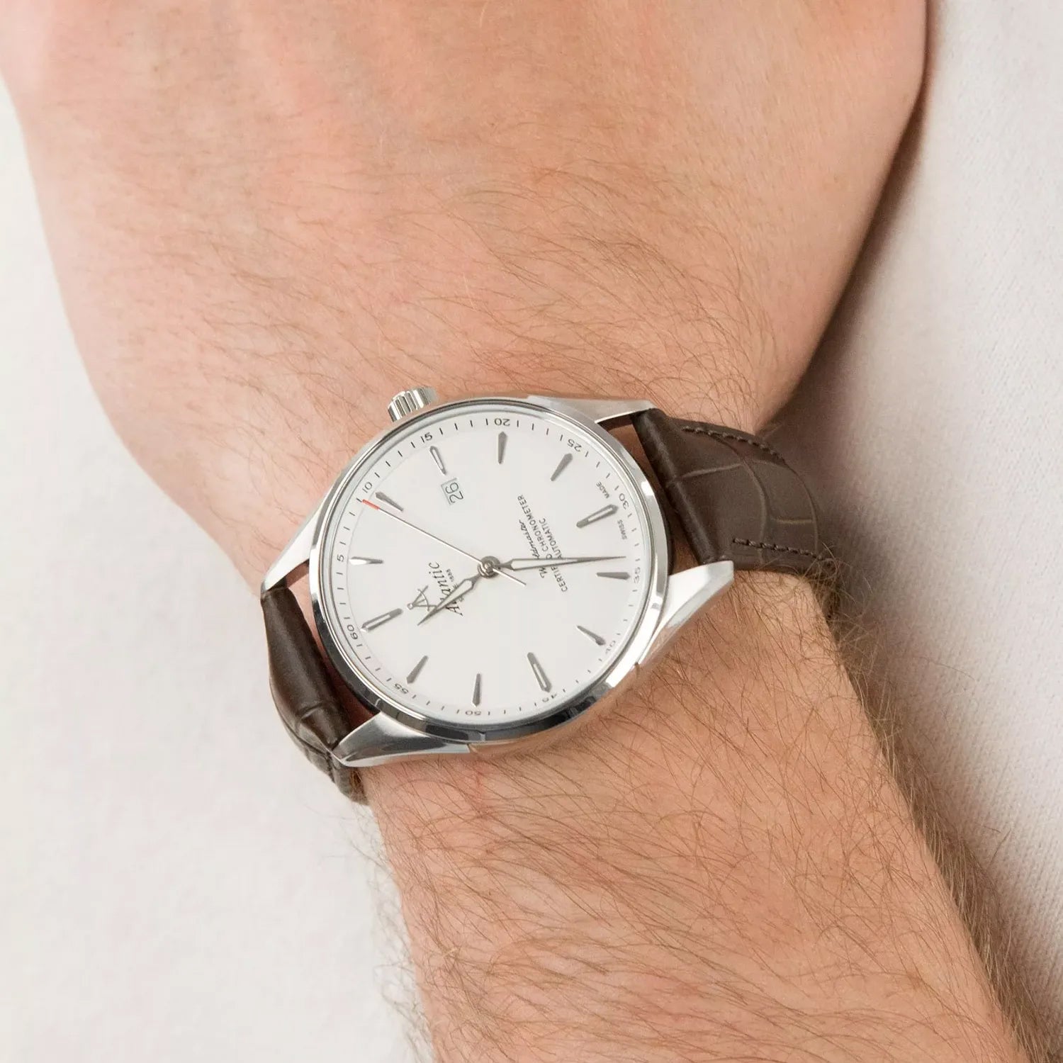 Worldmaster 1888 Automatic Men Automatic White Dial Analog Leather Watch 52781.41.21