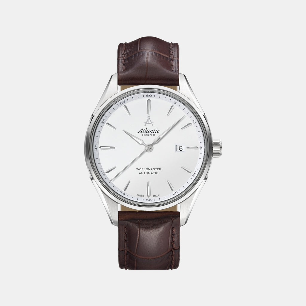 Worldmaster 1888 Automatic Men Automatic White Dial Analog Leather Watch 52781.41.21