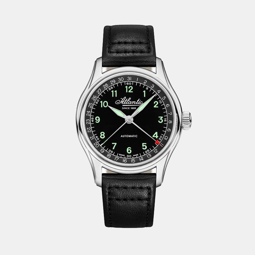Atlantic Men Automatic Black Dial Analog Leather Watch 52782.41.63GN-1
