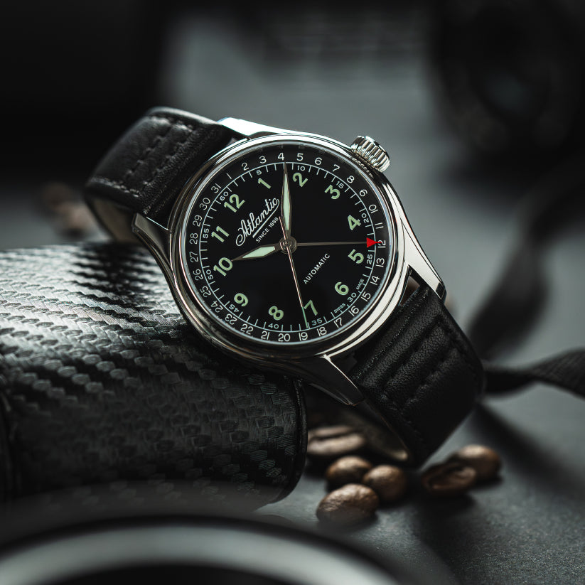 Atlantic Men Automatic Black Dial Analog Leather Watch 52782.41.63GN-2