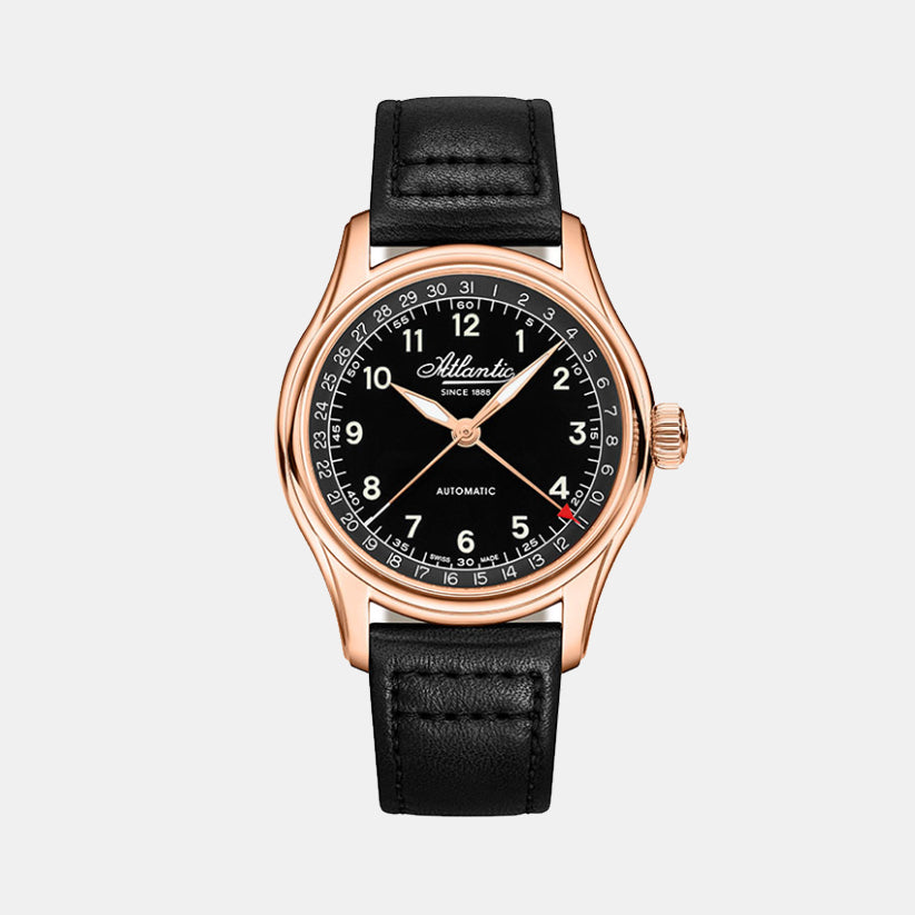 Atlantic Men Automatic Black Dial Analog Leather Watch 52782.44.63-1