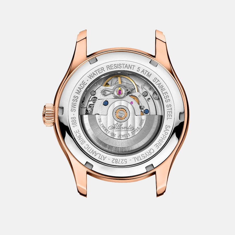 Atlantic Men Automatic Black Dial Analog Leather Watch 52782.44.63-2