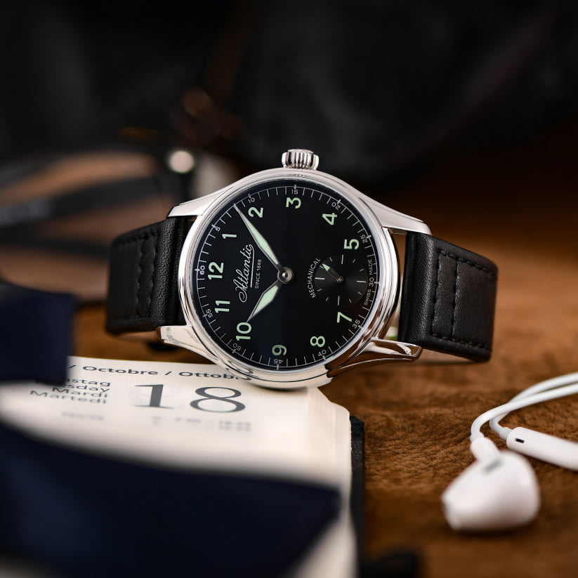 Atlantic Men Quartz Green Dial Analog Leather Watch 52952.41.73-2