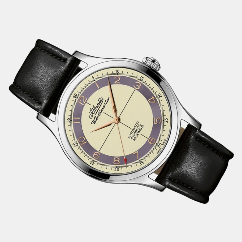 Men Automatic Cream Dial Analog Leather Watch 53754.41.93RB
