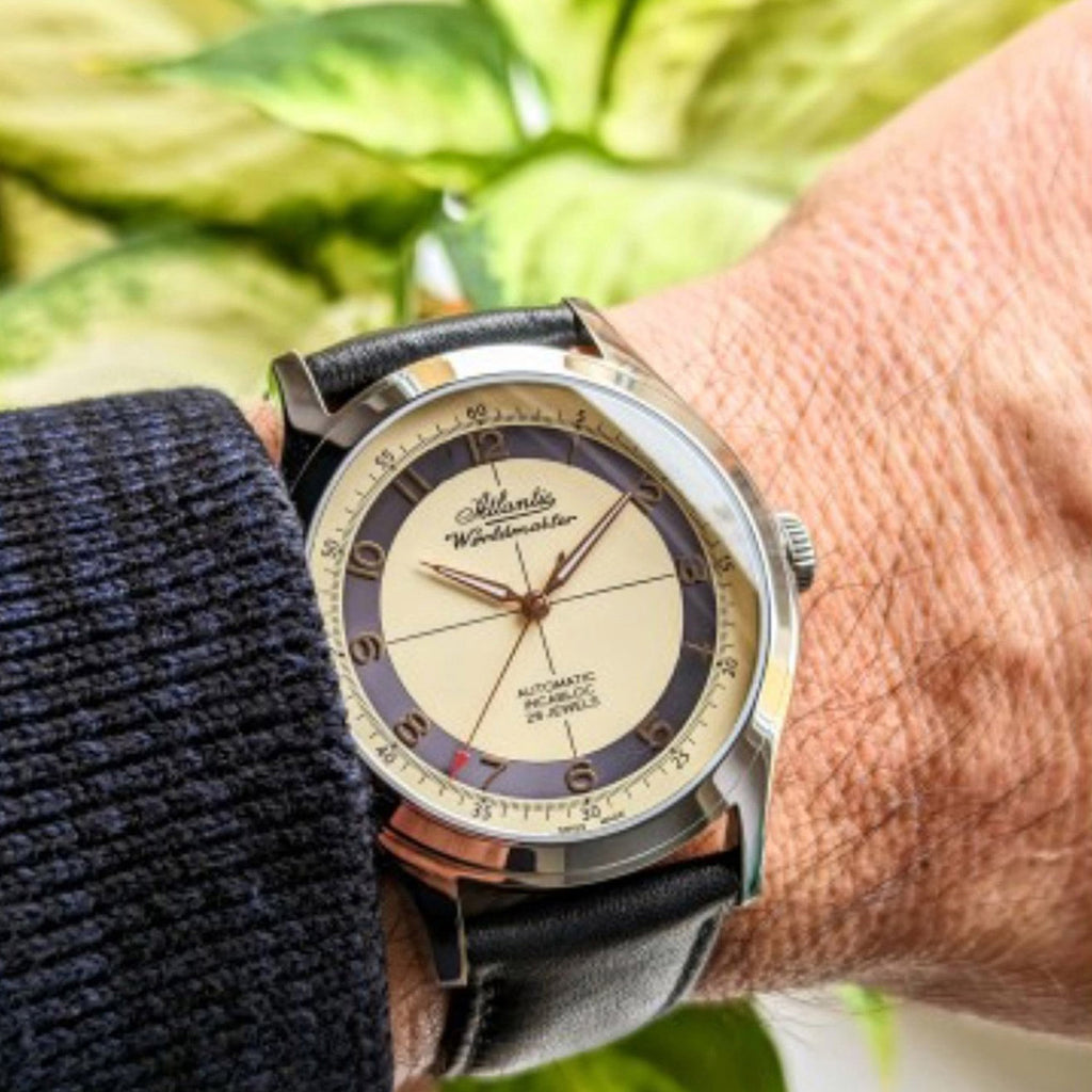 Men Automatic Cream Dial Analog Leather Watch 53754.41.93RB