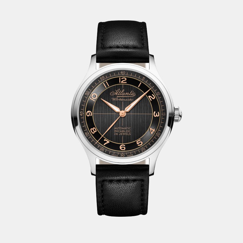 Atlantic Men Automatic Black Dial Analog Leather Watch 53780.41.43R-1