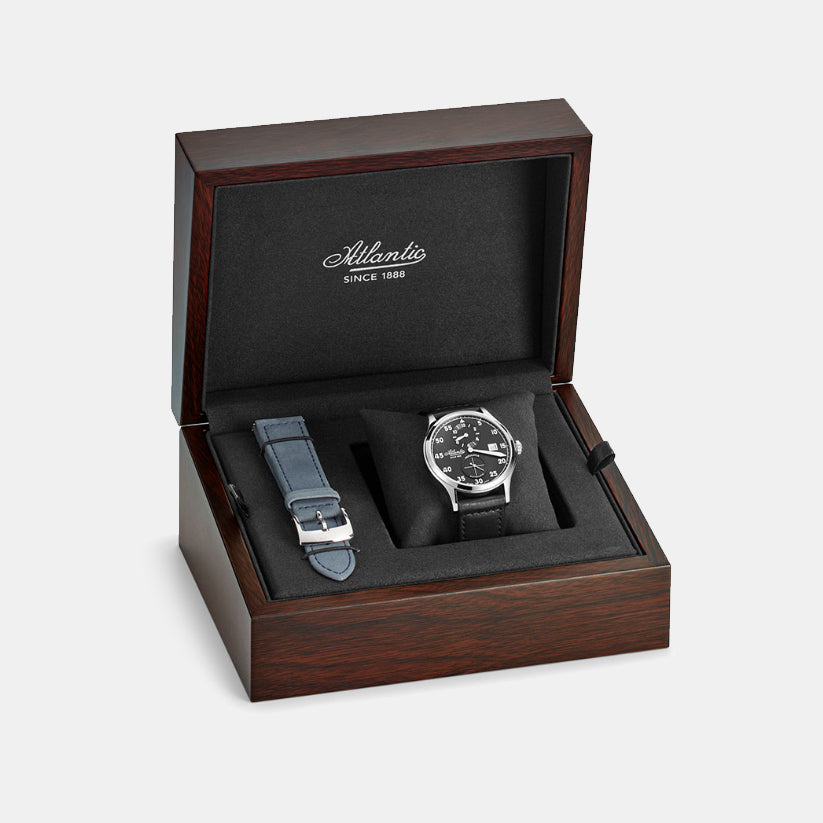 Atlantic Men Automatic Black Dial Analog Leather Watch 53781.41.63-3