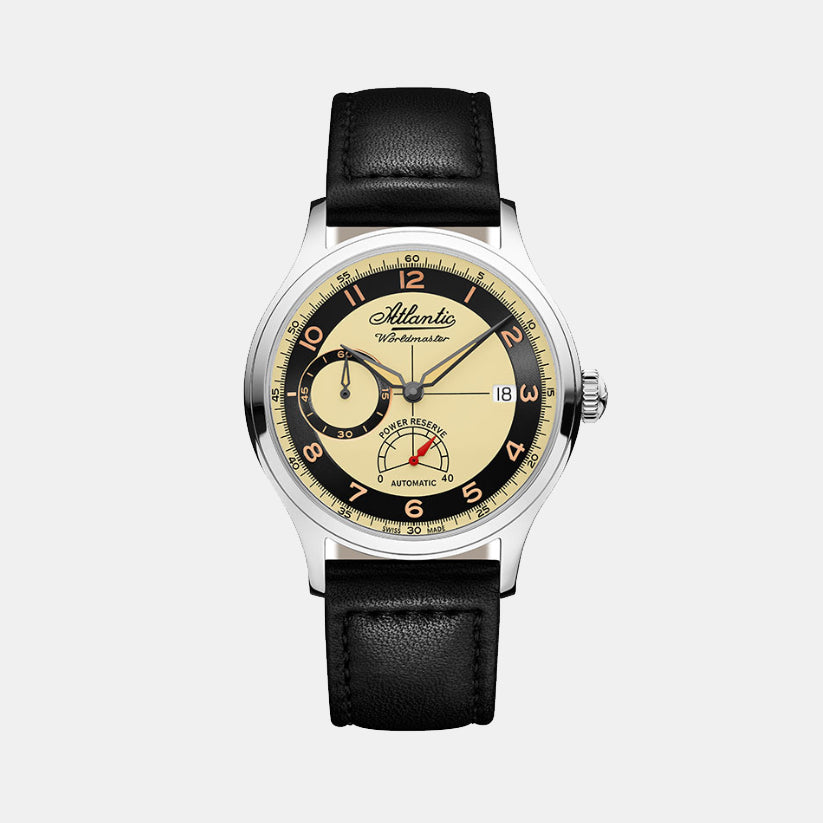 Atlantic Men Automatic Cream Dial Analog Leather Watch 53782.41.93RB-1