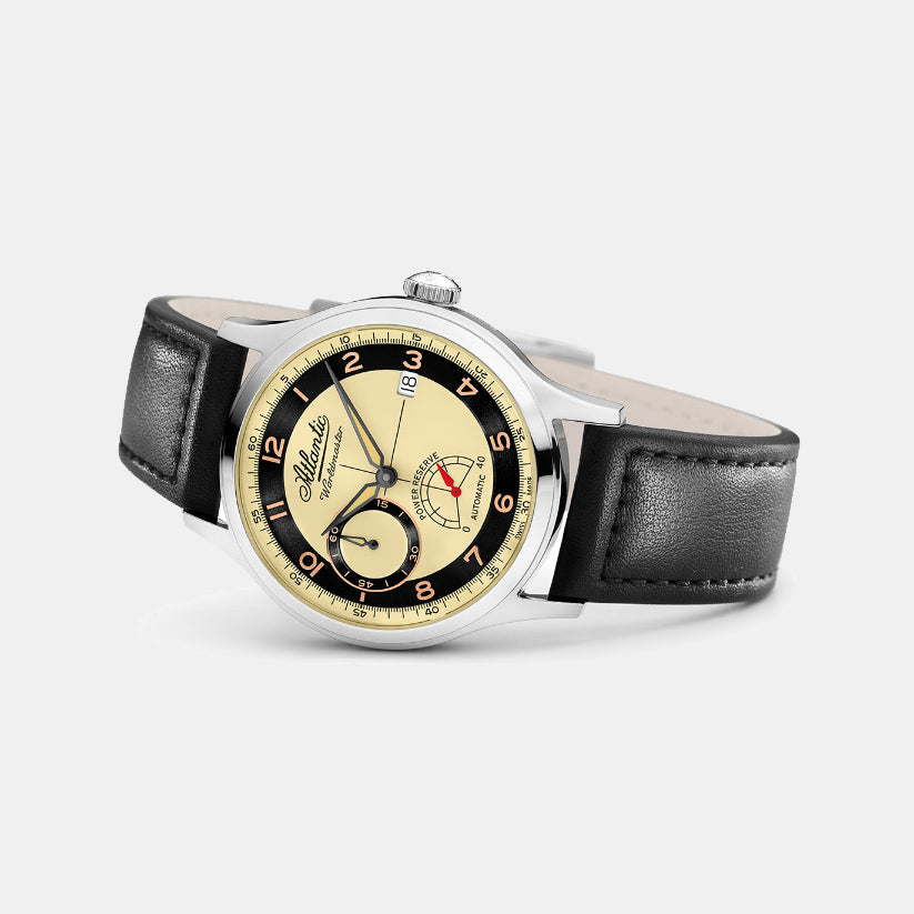 Atlantic Men Automatic Cream Dial Analog Leather Watch 53782.41.93RB-2