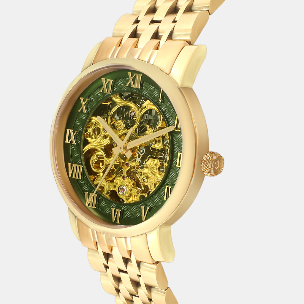 Prestoria Men Automatic Green Dial Analog Stainless Steel Watch 541-M31403