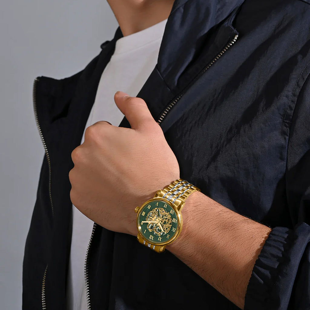 Prestoria Men Automatic Green Dial Analog Stainless Steel Watch 541-M31405