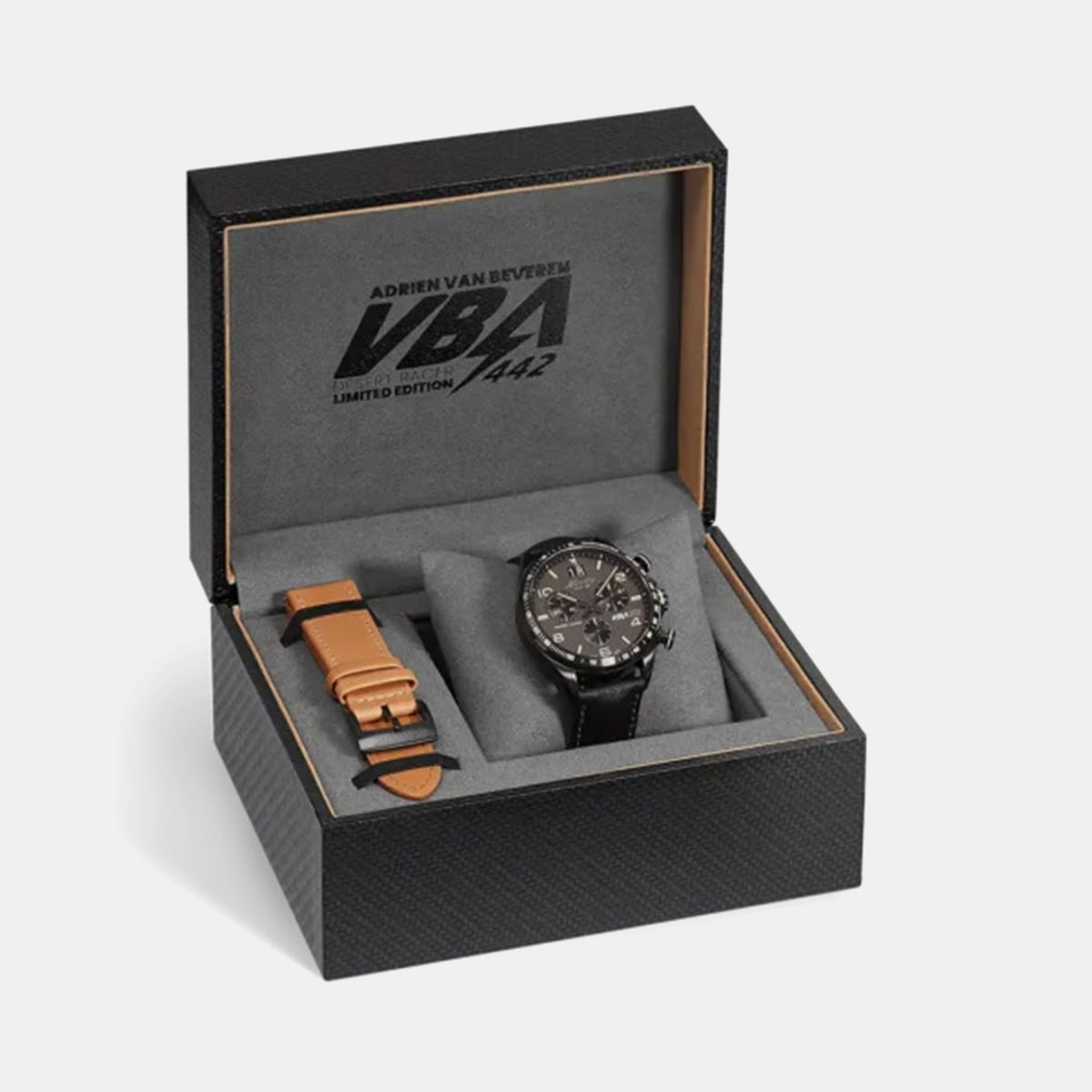 Desert Racer Men Quartz Grey Dial Chronograph Leather Watch 55463.46.45
