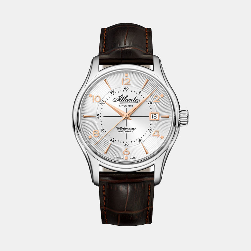 Atlantic Men Automatic Silver Dial Analog Leather Watch 55750.41.25R-1