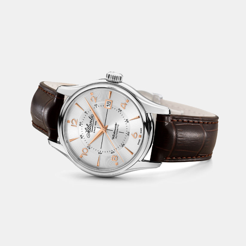 Atlantic Men Automatic Silver Dial Analog Leather Watch 55750.41.25R-3