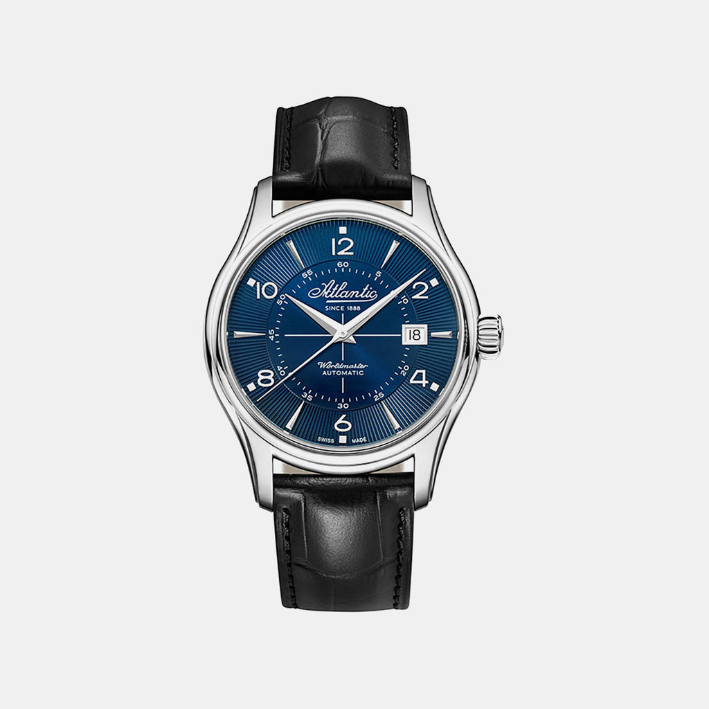 Men Quartz Blue Dial Analog Leather Watch 55750.41.55S
