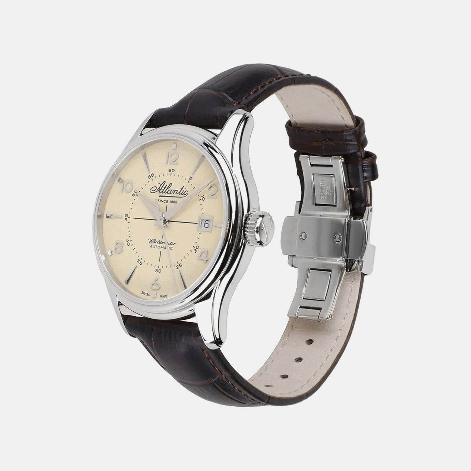 Men Automatic Cream Dial Analog Leather Watch 55750.41.95S