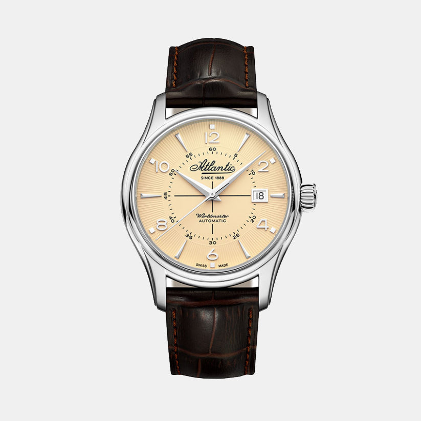 Atlantic Men Automatic Cream Dial Analog Leather Watch 55750.41.95S-1
