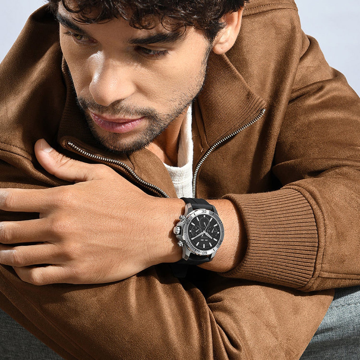 Equinox Men Automatic Black Dial Chronograph Leather Watch 562-P10406