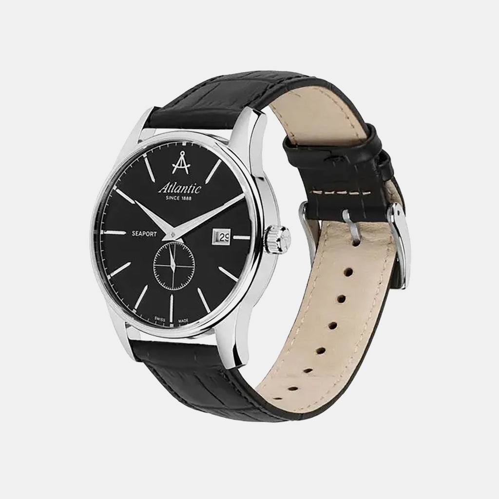 Men Quartz Black Dial Analog Leather Watch 56352.41.61